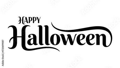 Happy Halloween Typography: A stylized, elegant Happy Halloween text element, ideal for creating a festive and spooky atmosphere for holiday-themed creative projects. 