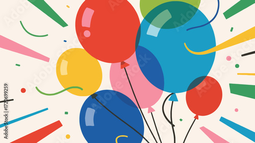 Festive atmosphere balloon decoration background picture, hand-drawn vector illustration