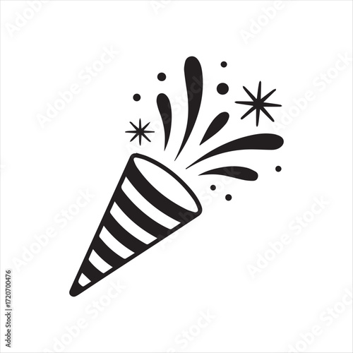 party popper vector illustration of a black and white abstract background