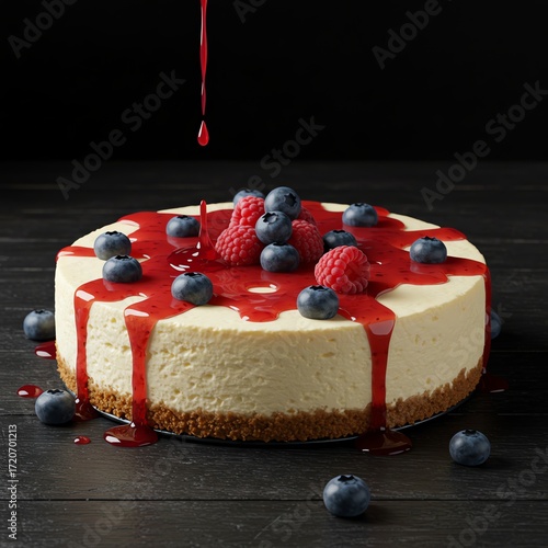 Cheesecake with berries and fruit topping