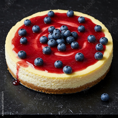 Blueberry cheesecake with berry topping