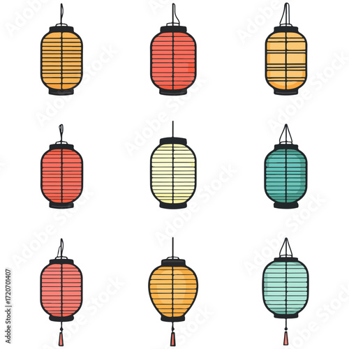 lanterns, new year, vector, transparent background, festival, asia, lamp, light, street, vintage, night, streetlamp, cage, streetlight, decoration, celebration, ornament, decor, year, hang, lantern se