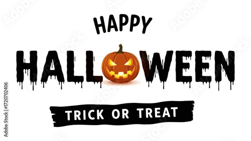 Happy Halloween: A festive illustration captures the spirit of Halloween with a grinning pumpkin and the invitation to Trick or Treat.
