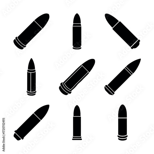 Bullet Icons – Ammunition, Cartridge, and Gun Ammo Vector Set