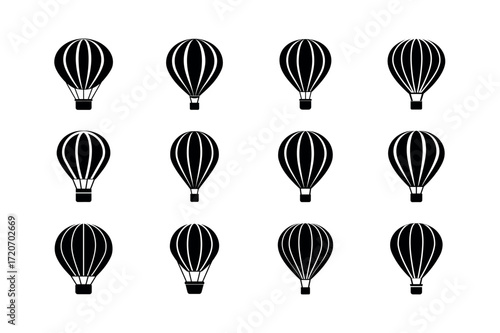 Hot Air Balloon Icons – Travel, Adventure, Festival, and Airship Vector Set