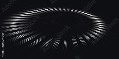Circular spiral sound wave rhythm from lines white color on dark background. eps10 vector