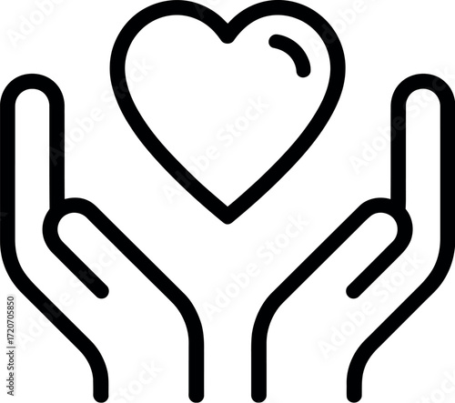Caring hands gently holding a heart, symbolizing love, support, and compassion.