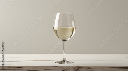 Two crystal glasses of white wine champagne on a table, an alcoholic beverage for a celebration dinner party