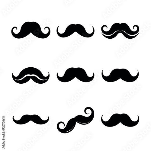 Mustache Vector Icons – Facial Hair, Beard, and Style Symbol Set