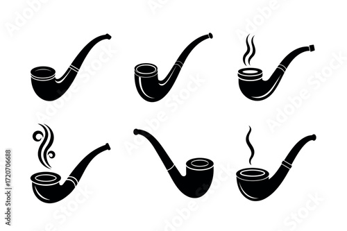 Smoking Pipe Vector Icons – Tobacco, Vintage, and Classic Symbol Set
