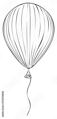 Simple Line Art Balloon Illustration with Flowing String