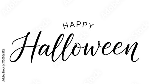 Halloween Cheer: An elegant, calligraphic Happy Halloween greeting in a playful and inviting style perfect for seasonal celebrations and festive occasions.
