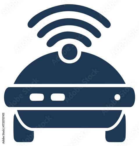 Connected car glyph icon with wireless signal for autonomous vehicle technology