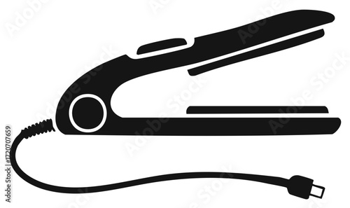 Hair Straightener Silhoutte - Digital Graphic of Beauty Salon Equipment
