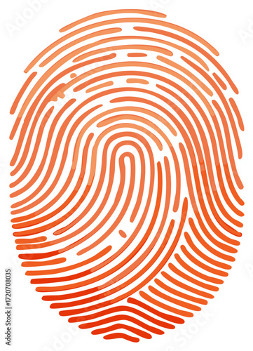 Vibrant Red Orange Fingerprint Biometric Identity Verification Digital Scan