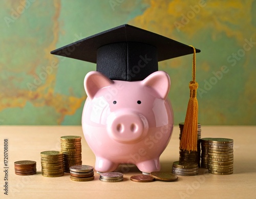 piggy bank and coins