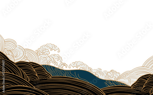 波　海のイラスト背景