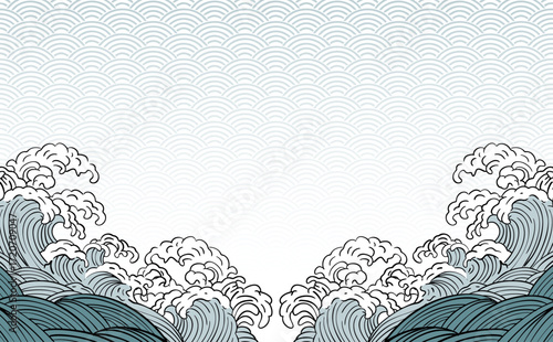波　海のイラスト背景