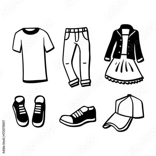 vector illustration of a set of clothes