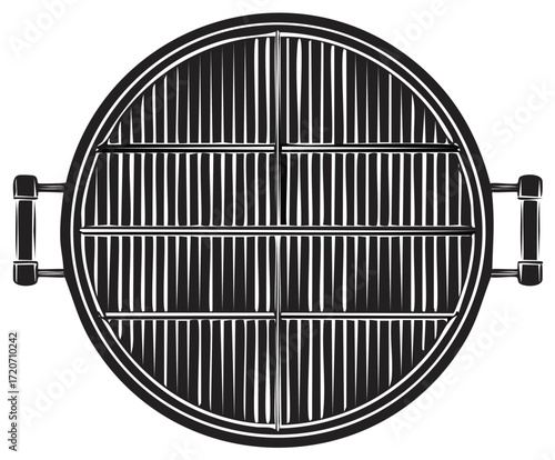 Round barbecue grill grate with handles top view vector illustration