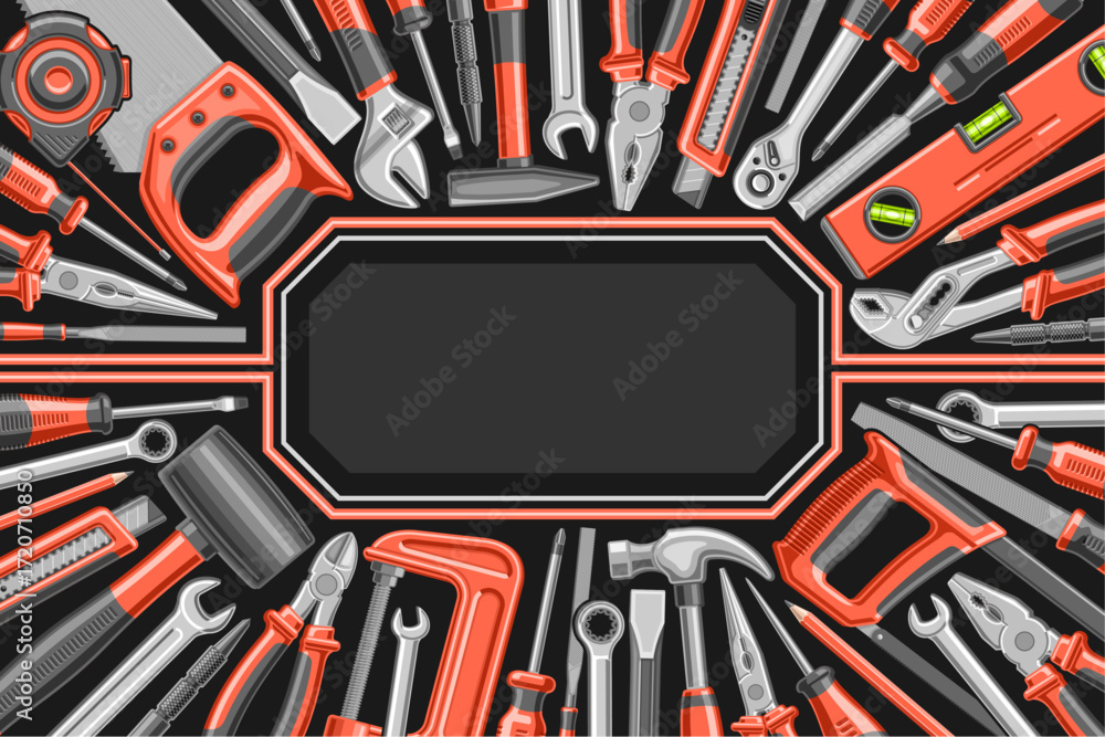 Fototapeta premium Vector frame with many Hardware Tools