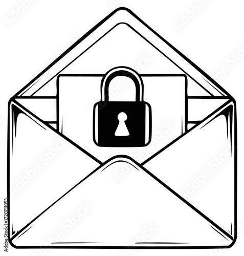 Secured Envelope with Lock Icon, Concept for Secure Communication and Confidentiality