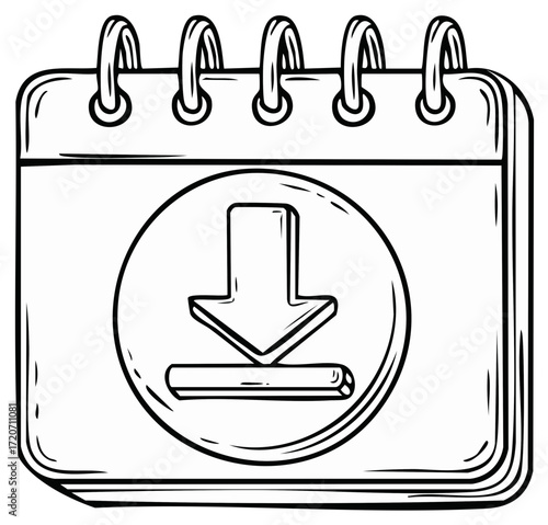 Downloading from Online Calendar Hand Drawn Style Digital File Transferring Application