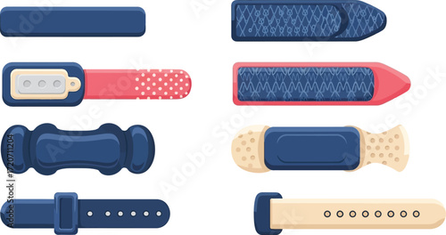 Set of colorful watch straps vector illustration accessories