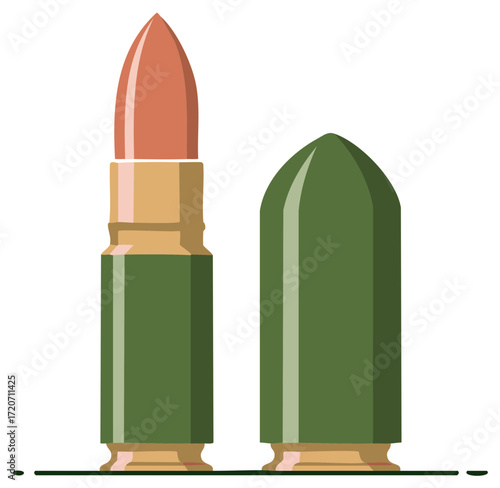 Live bullet cartridge and blank round ammunition vector illustration