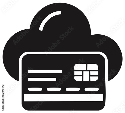 Cloud payment and digital banking vector icon with a credit card for fintech and ecommerce