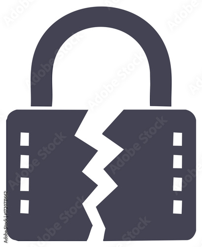Broken Padlock Depicting Security Breach or Privacy Violation Symbol