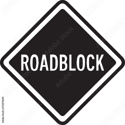 Road block warning sign graphic