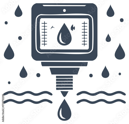 Fluid dispenser graphic icon water droplet monitor control gauge dripping liquids