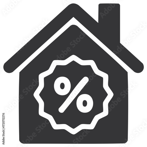 Real estate discount promotion icon showcasing property price cuts and savings for homeowners or potential buyers in home sales events