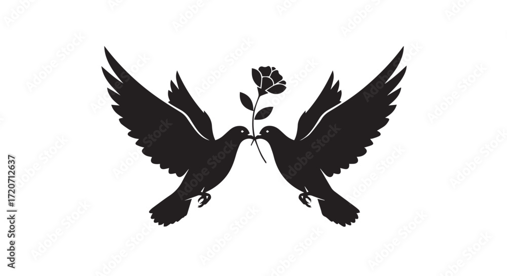 Obraz premium vector illustration of an dove with flower wedding