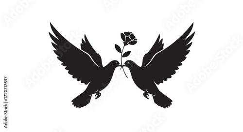 vector illustration of an dove with flower wedding