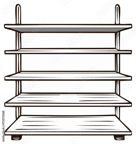 Simple Sketch of Five Tiered Shelving Unit for Display or Storage