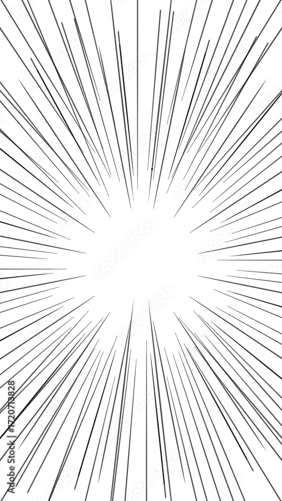 Obraz premium Comic Explosion Burst Lines – Manga Speed Effect Background