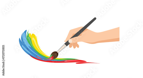 Artistic Hand Painting with a Brushstroke of Vibrant Colors: A Vector Illustration of Creativity and Artistic Expression for Design Projects