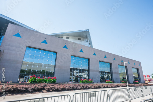 Outside the arena, the skyline feels alive, echoing the excitement within, State Farm Arena, Atlanta, Georgia, United States of America