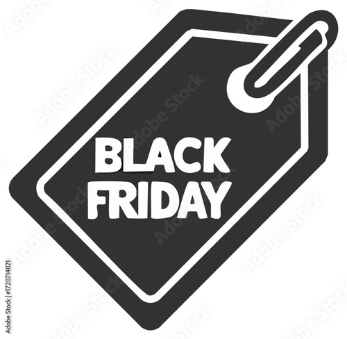 Black Friday Sale Tag with Paperclip Icon