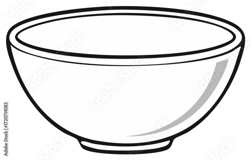 Black and White Illustration of a Simple Ceramic Bowl