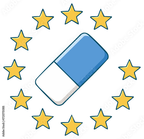 Eraser in a circle of stars symbolizing European Union exit or data privacy law