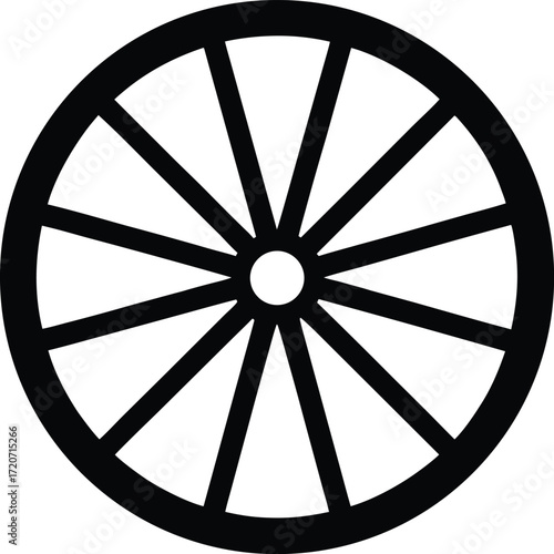 Circus wagon wheel silhouette vector art illustration