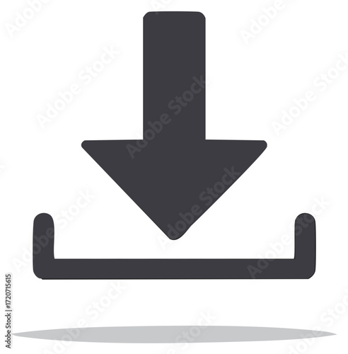 Download icon symbol indicating data transfer and digital file saving operation