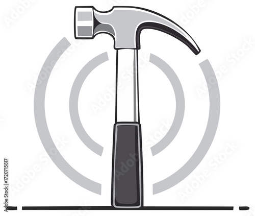 Hammer graphic illustration. Construction or repair icon or symbol concept