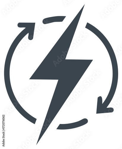 Renewable Energy Symbol Lightning Bolt with Circular Arrows