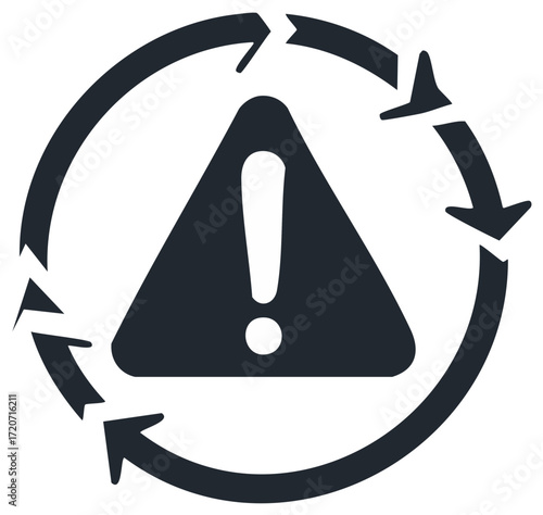 Warning symbol with circular arrows indicating an alert cycle or process