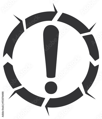 Exclamation mark within a jagged circle representing warning or critical alert
