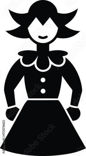 Female clown silhouette vector art illustration